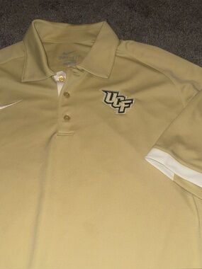 NIKE DRI-FIT UCF KNIGHTS PEFORMANCE MENS * Medium *  GOLF POLO SHIRT GOLD GOLFER